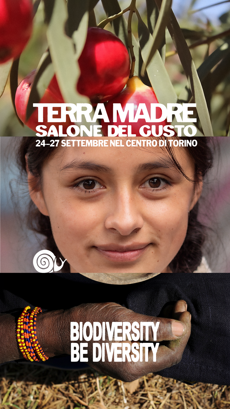 Официјален кампањски визуел за Terra Madre Salone del Gusto 2026 со порака Biodiversity — Be Diversity.